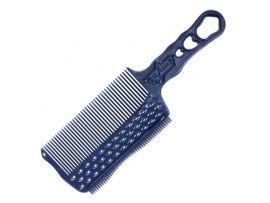 Расчёска с ручкой,зубцами на обушке и направляющей рельсой синяя для стрижки под машинку для левшей синий - Оборудование для парикмахерских и салонов красоты