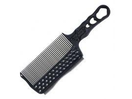 Расчёска с ручкой,зубцами на обушке и направляющей рельсой для стрижки под машинку карбон для левшей черный - Массажное оборудование