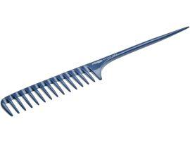 Расческа с пластиковым хвостиком с редкими зубцами синяя - Парикмахерские инструменты