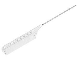 Расчёска с металлическим хвостиком с усиленным обушком белая - Парикмахерские инструменты