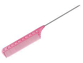 Расчёска с металлическим хвостиком гибкая розовая - Массажное оборудование
